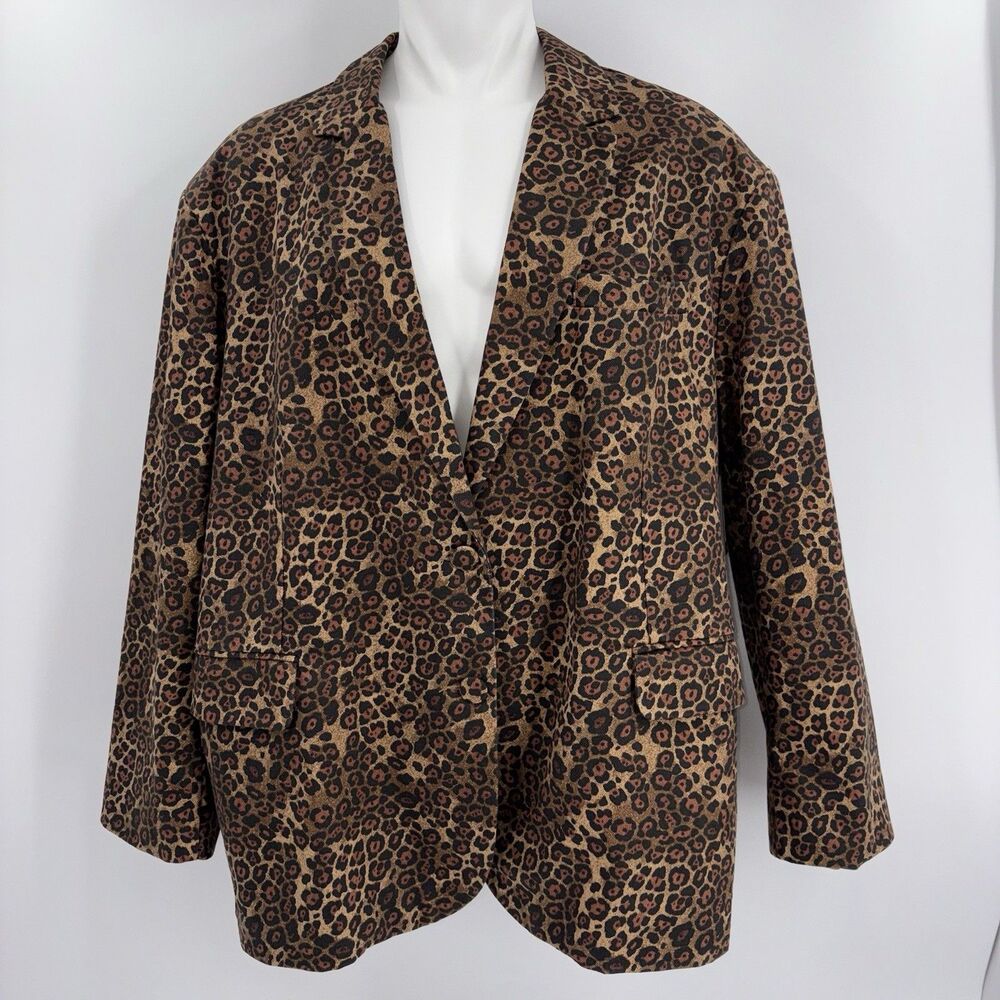 AFRM Joette Jean Blazer Rock Leopard Womens XXL Oversized Fall Winter Business